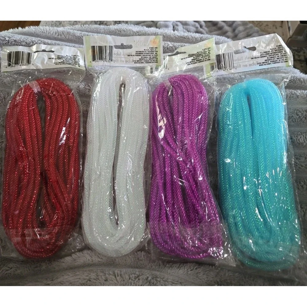 Floral Garden Mesh Tube (4) Wreath Deco Mesh Flex Tubing. Bonus Gold Pack New!